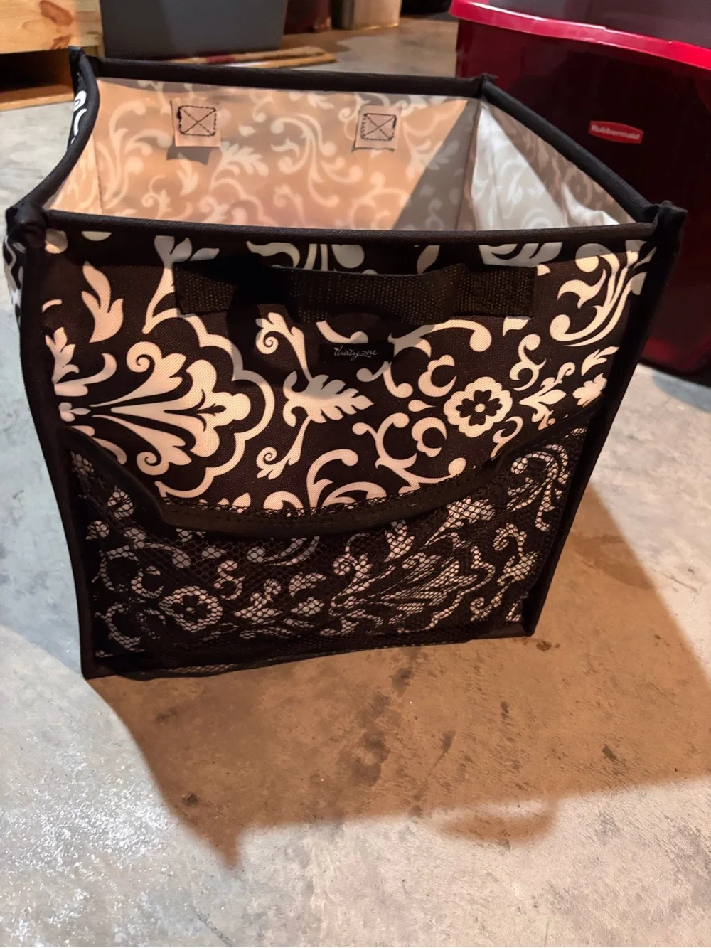 thirty-one Black and White Damask Fabric Storage Bin